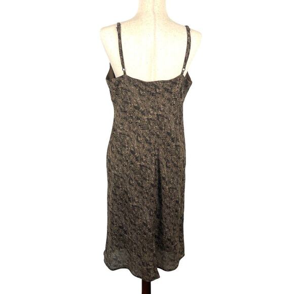 Y2K Vintage NY& Company Snake Print Brown Babydoll Slip Sleeveless Dress Size 14 - Picture 2 of 11